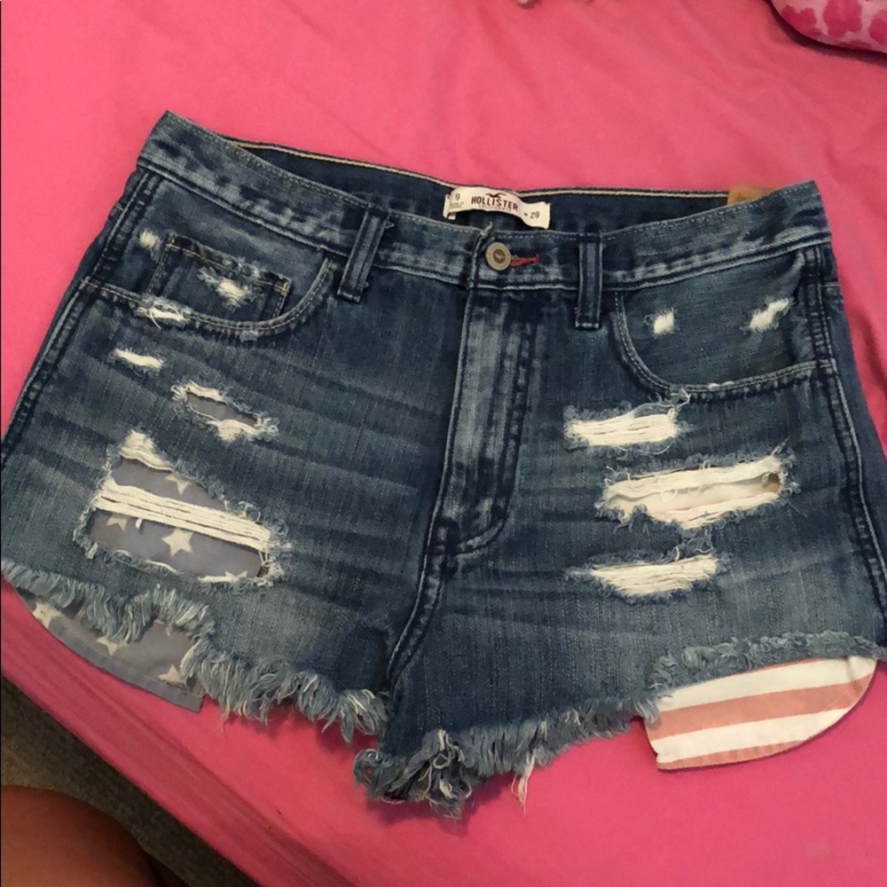 Hollister ripped american flag shorts
